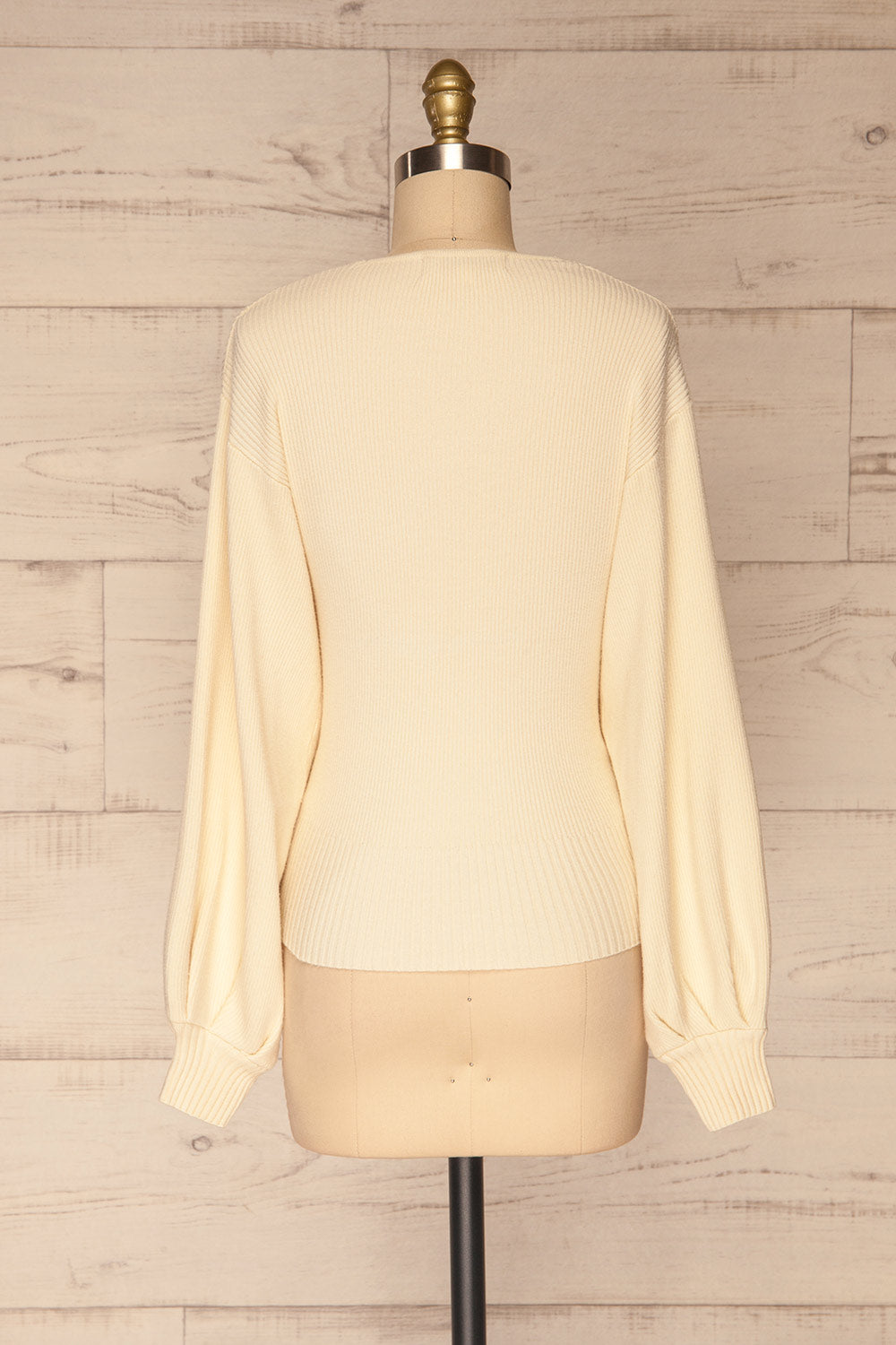 Recz Ivory Faux-Wrap Knit Top | La petite garçonne back view