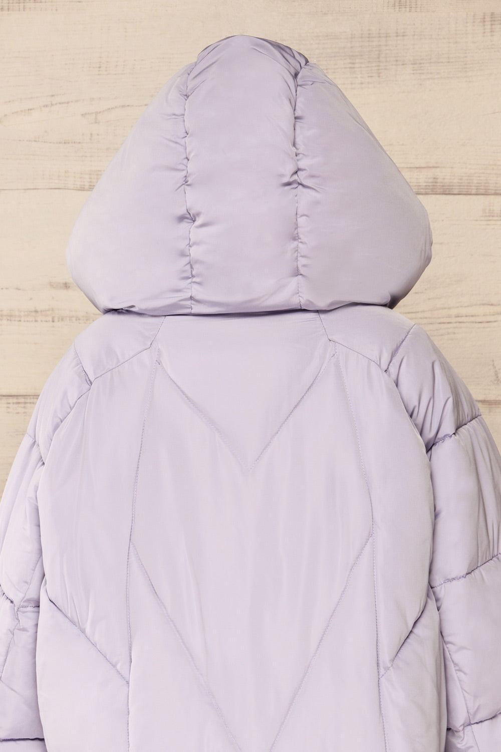 Reda Lavender Short Puffer Jacket | La petite garçonne back hood