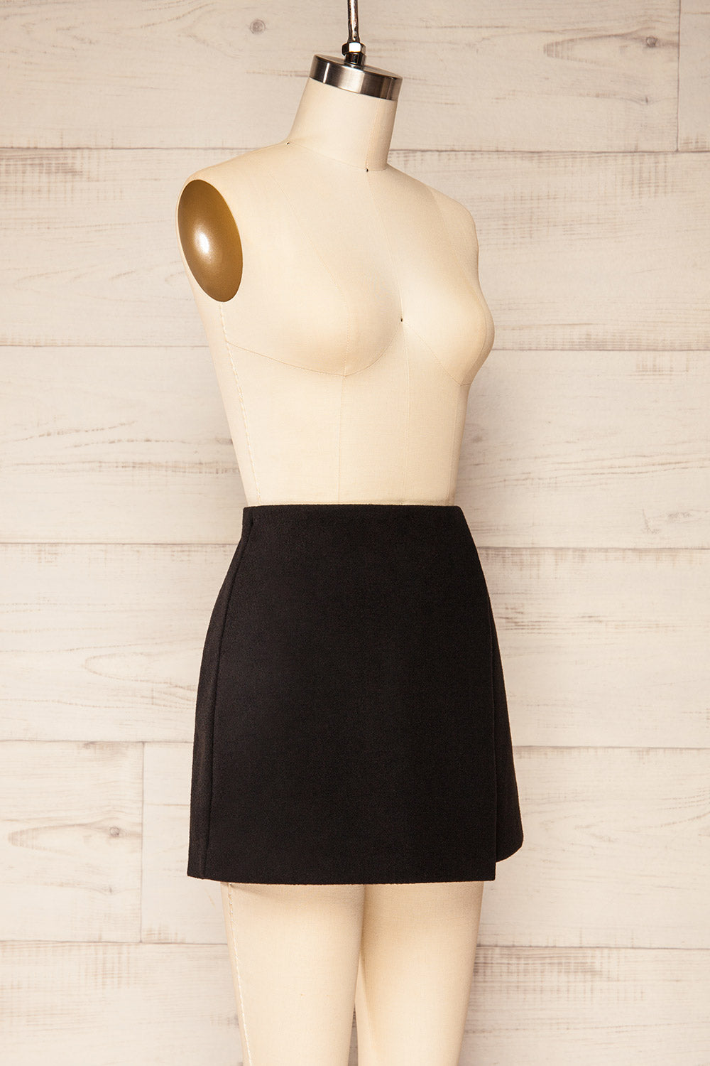 Ressie Black Asymmetrical Felt Mini-Skort | La petite garçonne side view