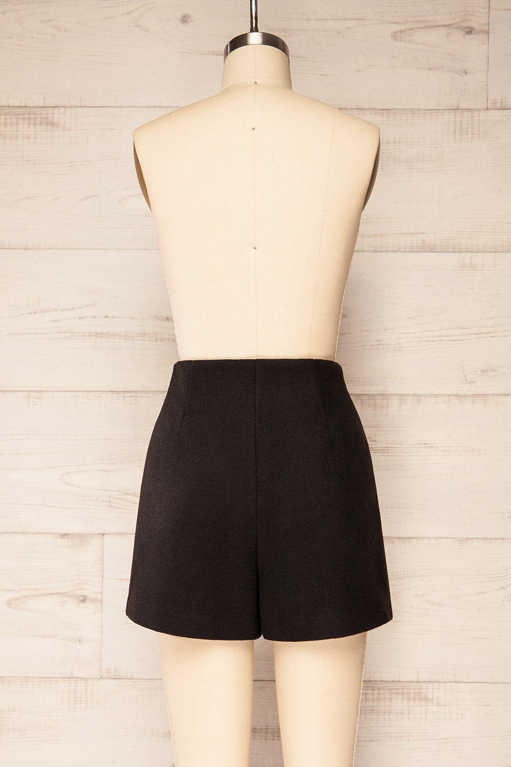 Ressie Black Asymmetrical Felt Mini-Skort | La petite garçonne back view