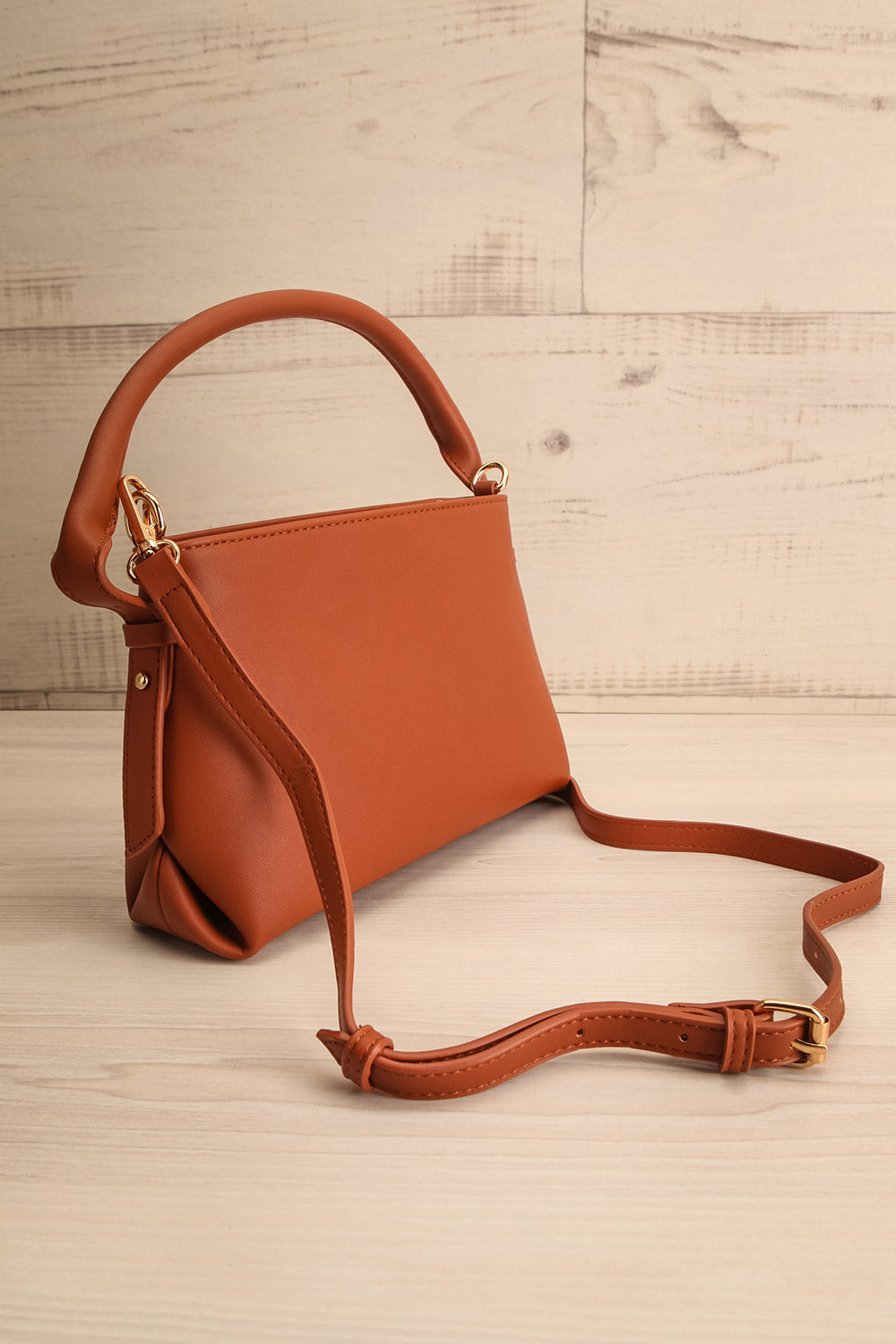 Rhubarbe Brown Small Crossbody Handbag | La petite garçonne side view