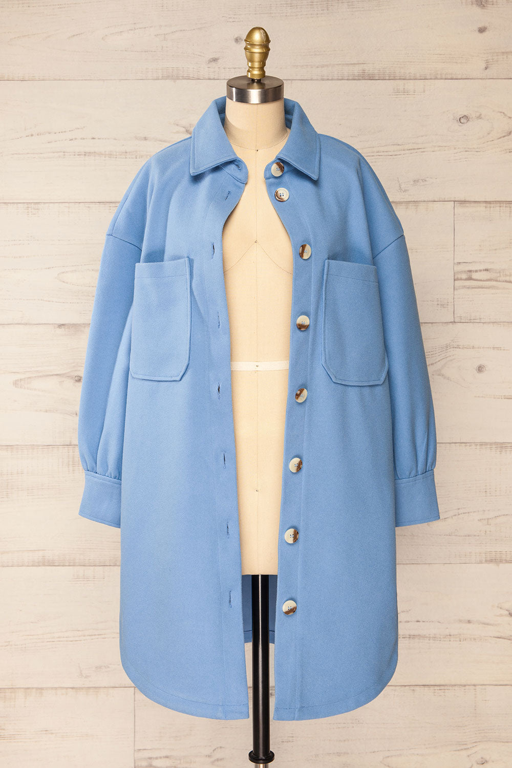 Richmond Oversized Blue Shacket | La petite garçonne open view