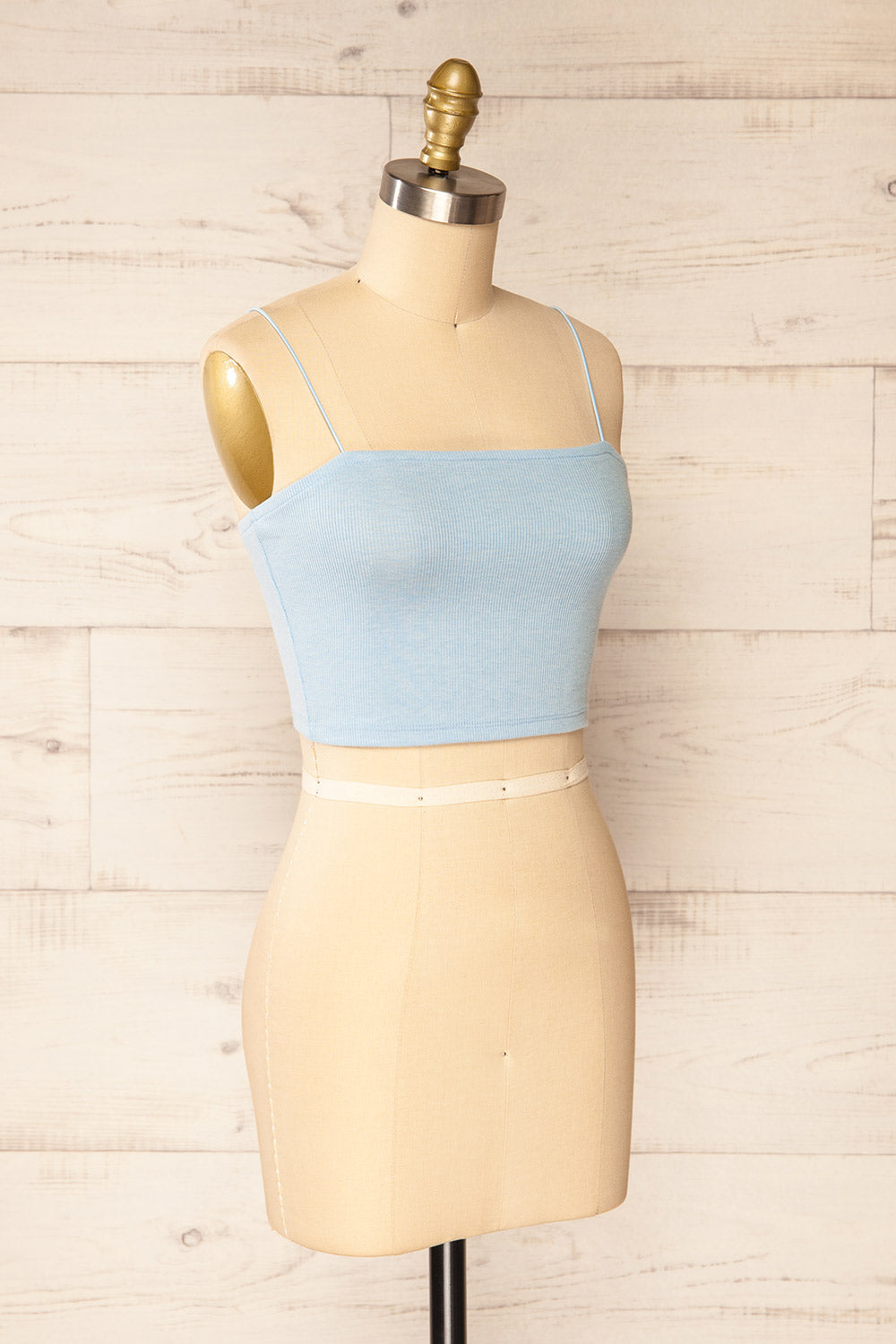 Rimini Blue Cropped Ribbed Cami | La petite garçonne side view