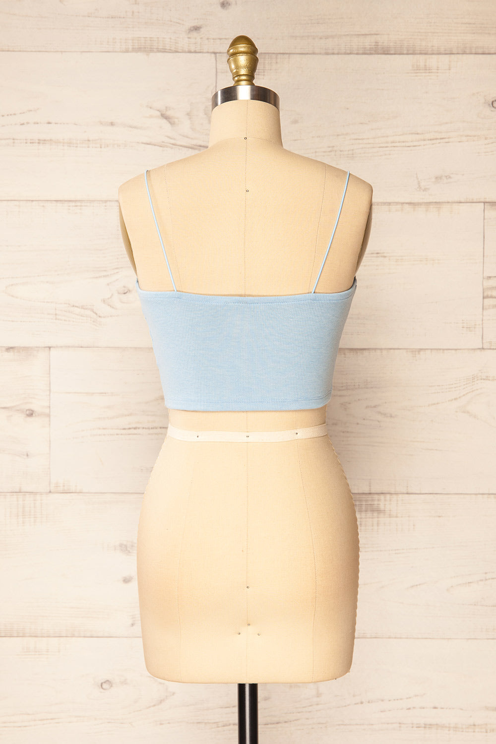 Rimini Blue Cropped Ribbed Cami | La petite garçonne back view