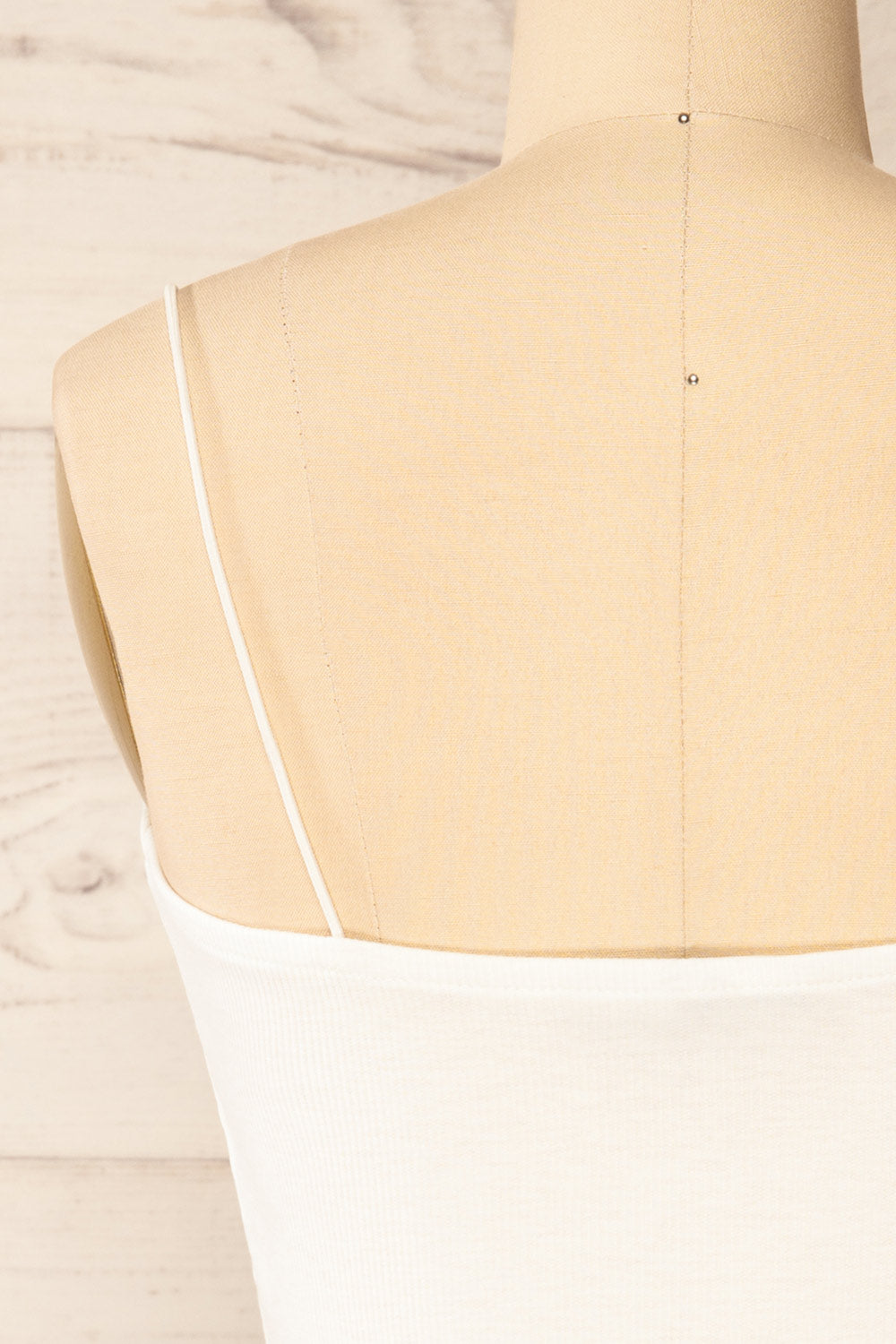 Rimini White Cropped Ribbed Cami | La petite garçonne back close-up