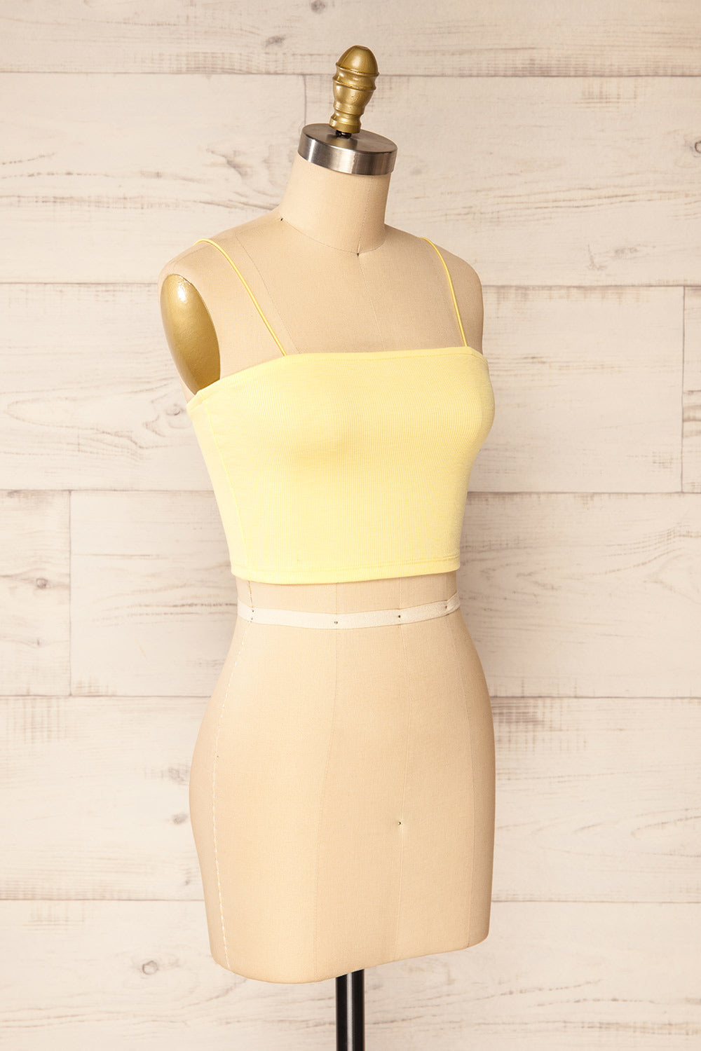 Rimini Yellow Cropped Ribbed Cami | La petite garçonne side view