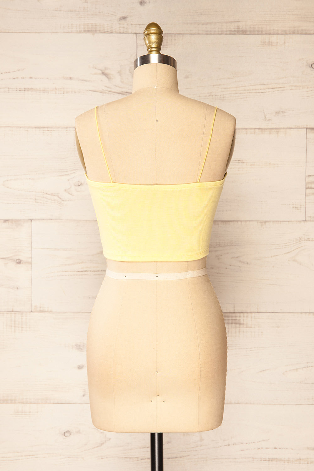 Rimini Yellow Cropped Ribbed Cami | La petite garçonne back view