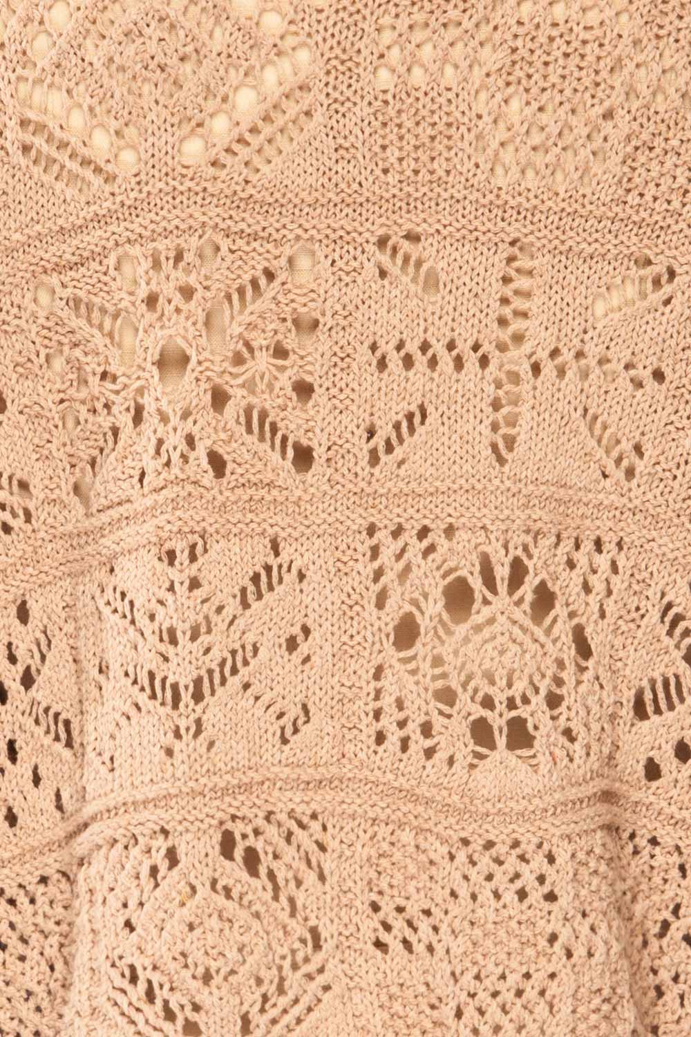 Ripson Beige Cropped Crochet Cardigan | La petite garçonne fabric