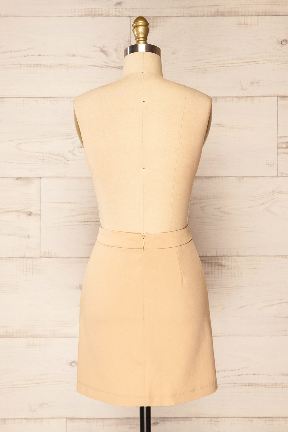 Rivas Beige Short Skirt with Slit | La petite garçonne back view