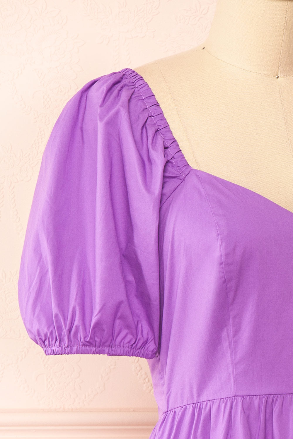 Rochele Tiered Short Dress w/ Puffy Sleeves | Boutique 1861 side close-up