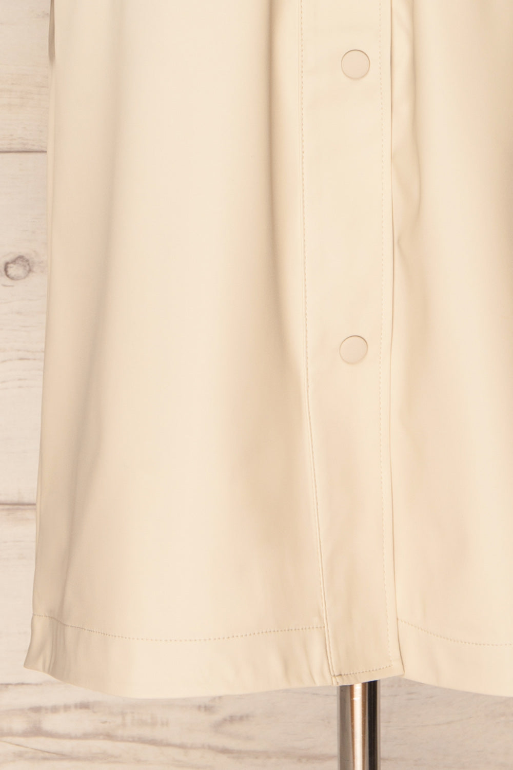 Rochester Beige Button Up Hooded Raincoat | La petite garçonne bottom