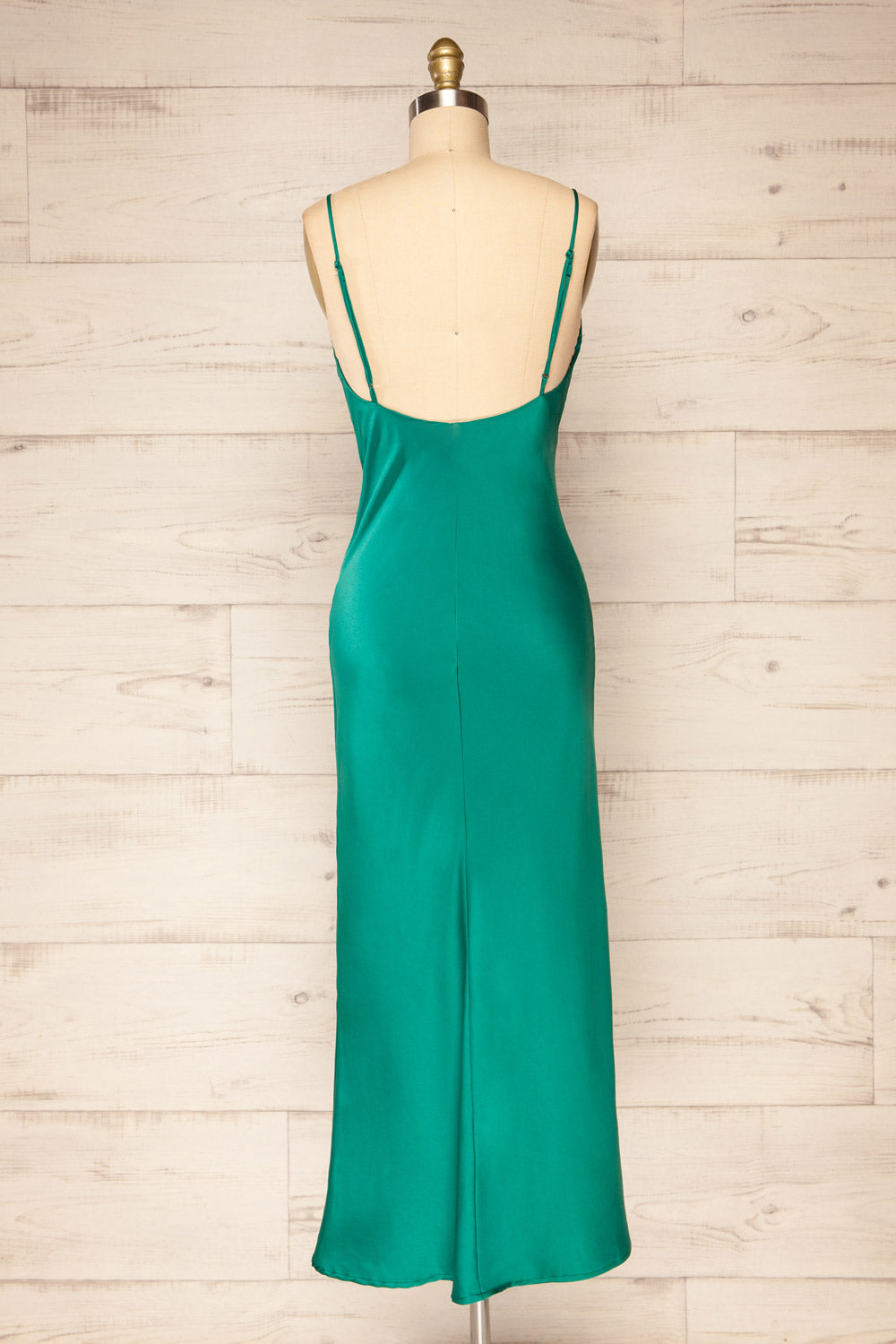 Rontie Green Maxi V-Neck Slip Dress | La petite garçonne back view