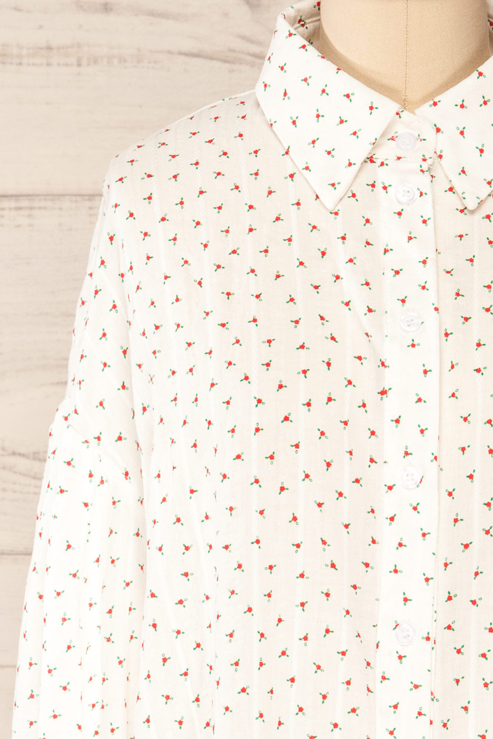 Roosendaal Patterned Oversized Button-Up Shirt | La petite garçonne front close-up