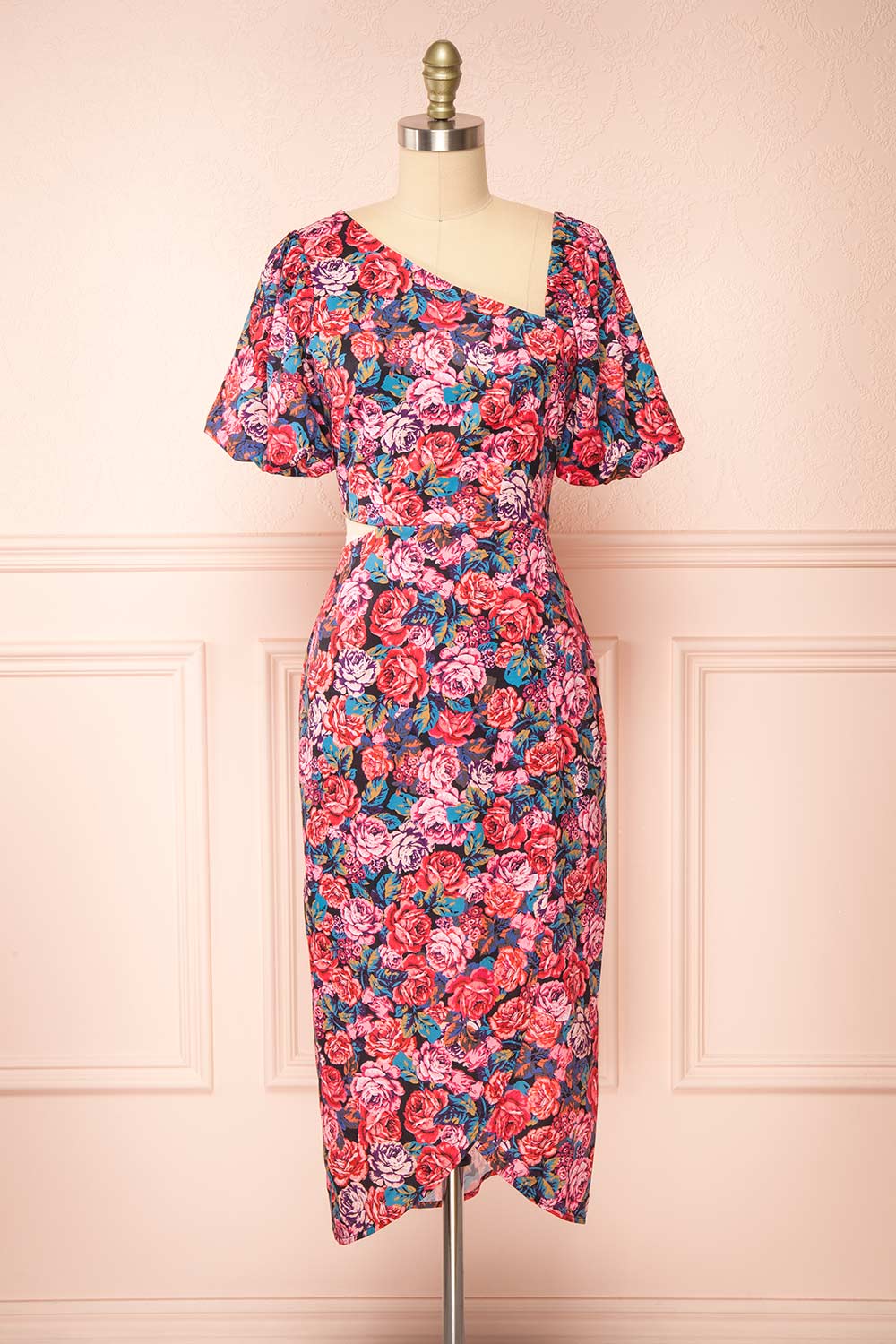 pink asymmetric cowl neck maxi dress Cataleya Modal High-Neck Maxi Dress in Blush Pink