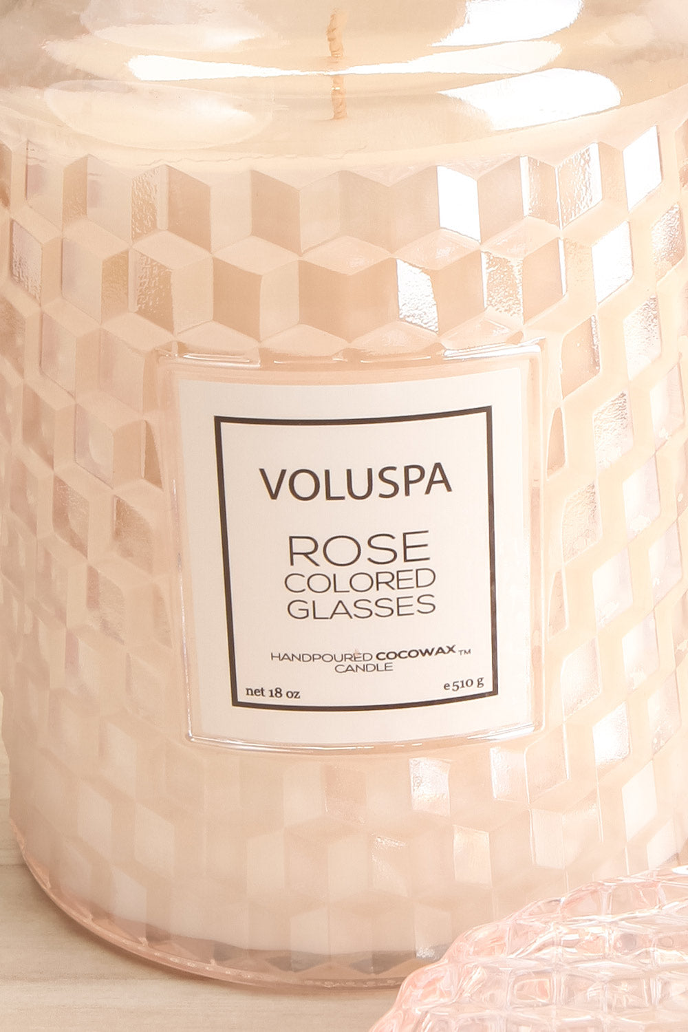 Large Textured Candle Rose Colored Glasses | La petite garçonne open close-up
