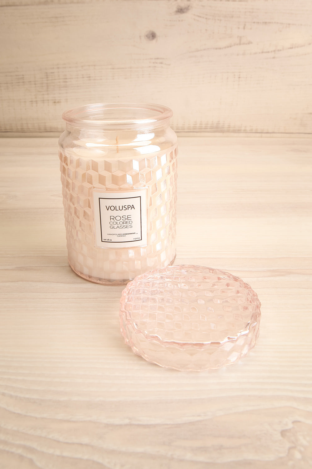 Large Textured Candle Rose Colored Glasses | La petite garçonne open