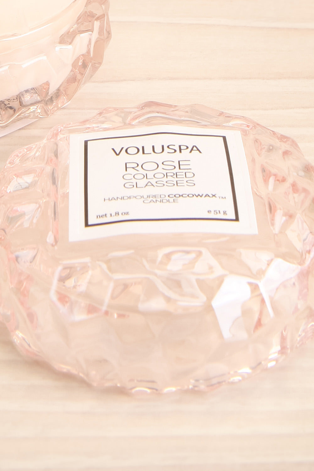 Macaron Candle Rose Colored Glasses | La petite garçonne lid close-up