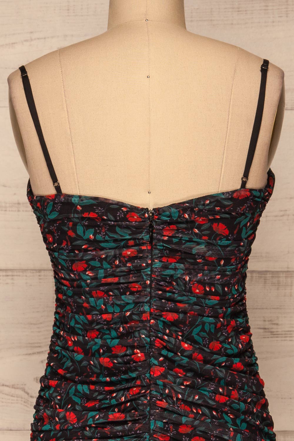 Rossano Black Floral Dress | Robe Fleurie | La Petite Garçonne back close-up