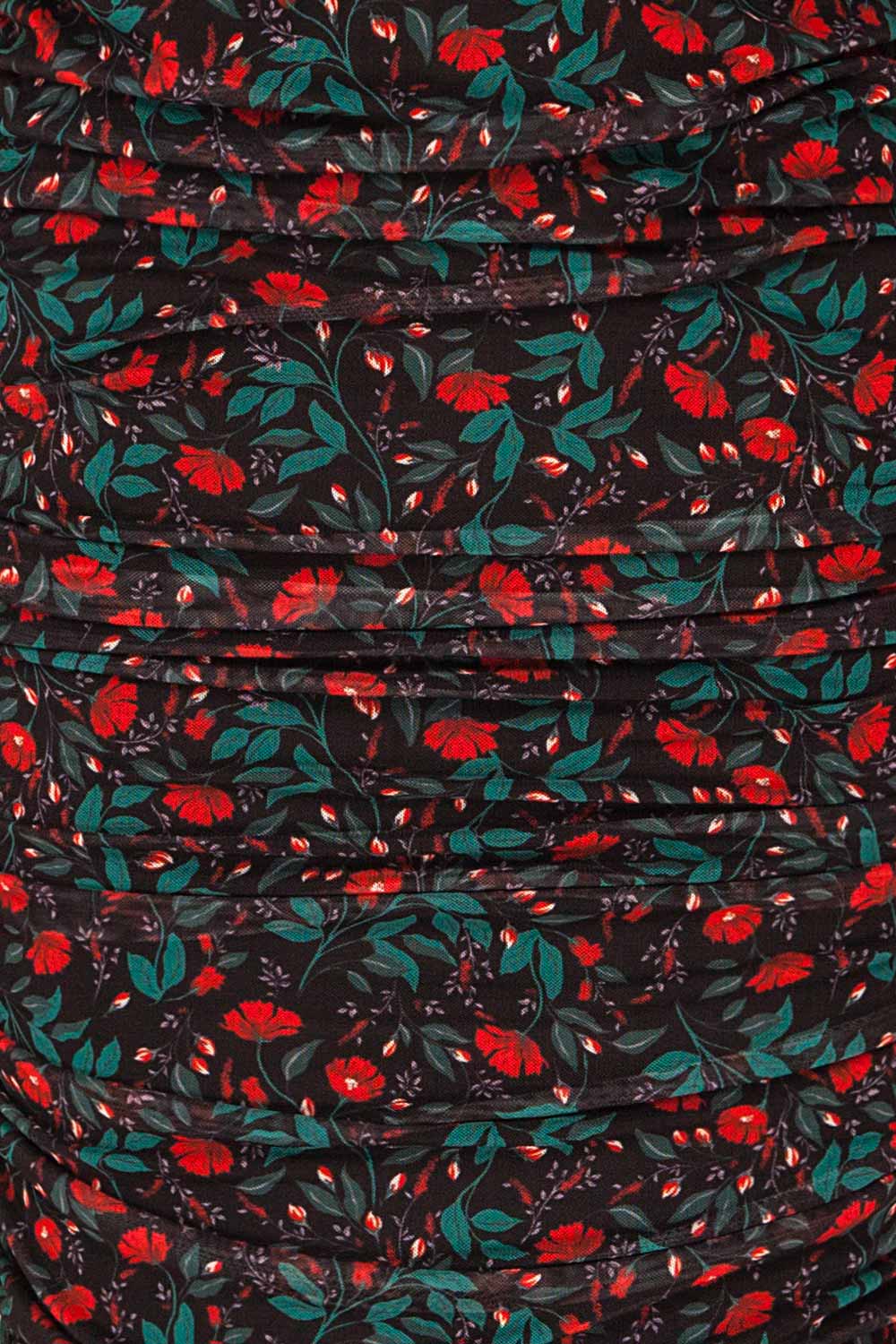 Rossano Black Floral Dress | Robe Fleurie | La Petite Garçonne fabric detail