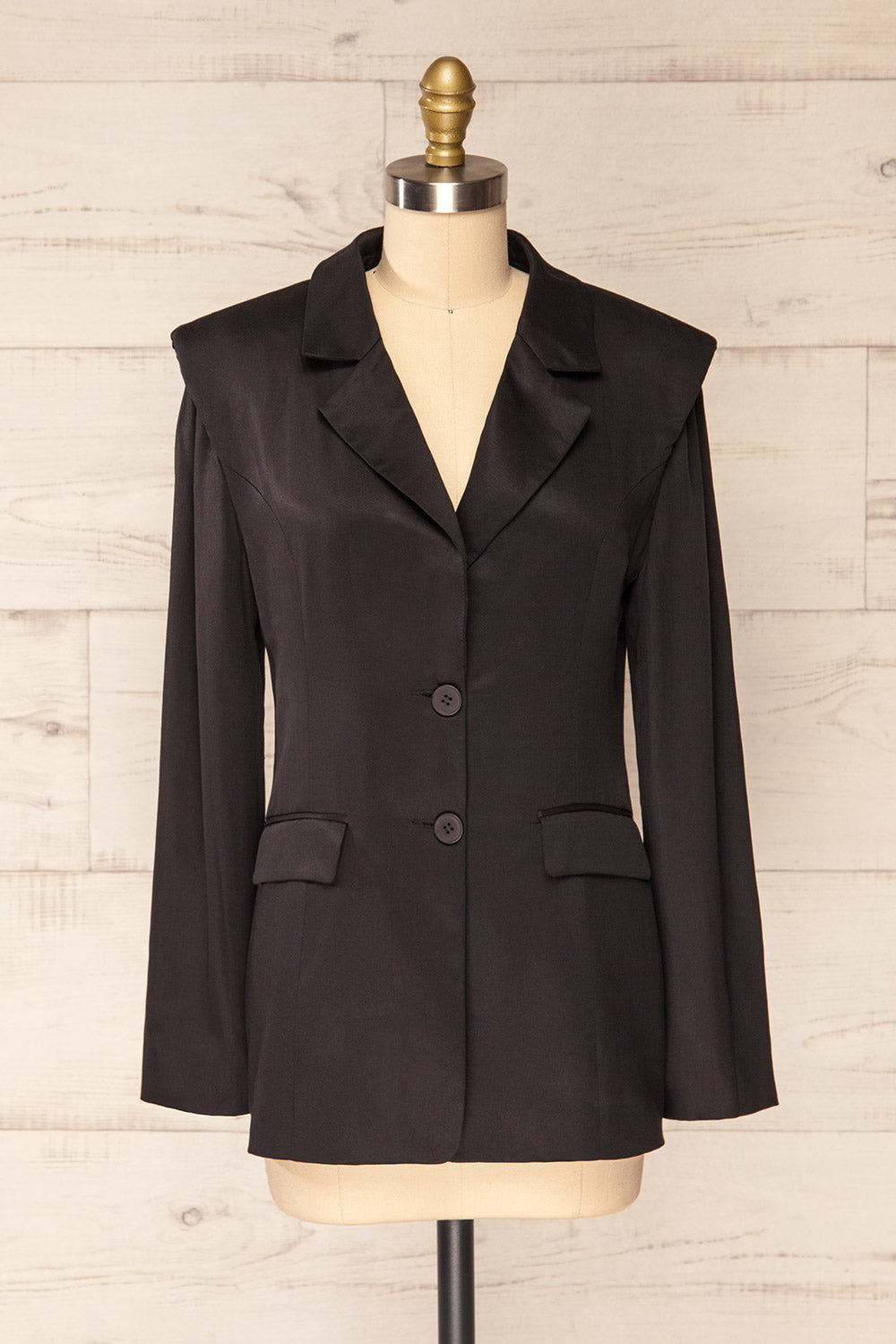 Routard Black Buttoned Blazer | La petite garçonne front view