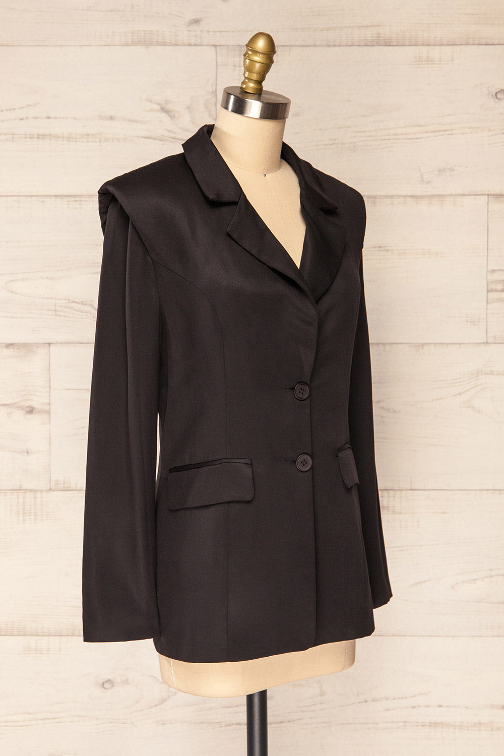 Routard Black Buttoned Blazer | La petite garçonne side view