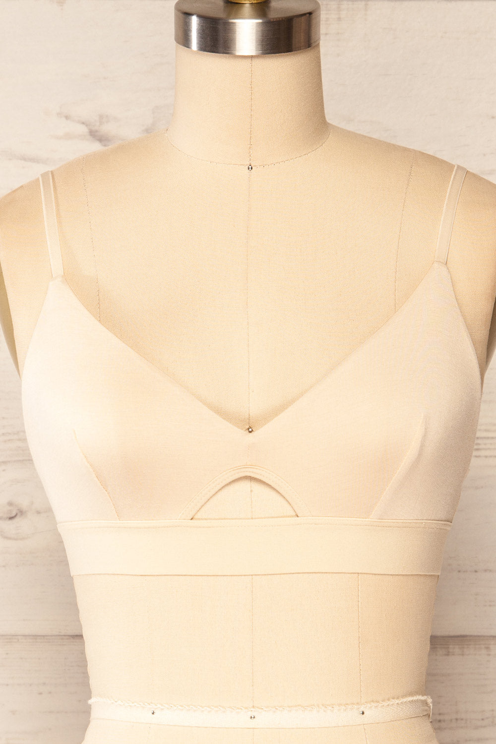 Roveto Cream Bralette | La petite garçonne front close up