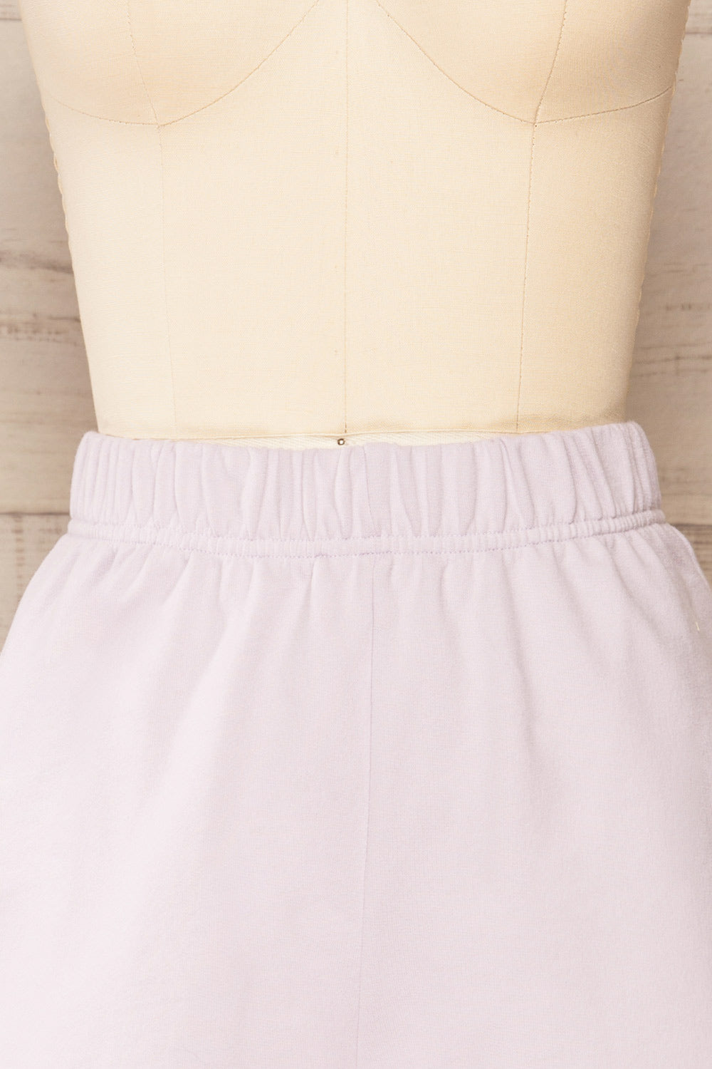 Ruby Short Lilac Jogger Shorts w/ Side Pockets | La petite garçonne front close-up