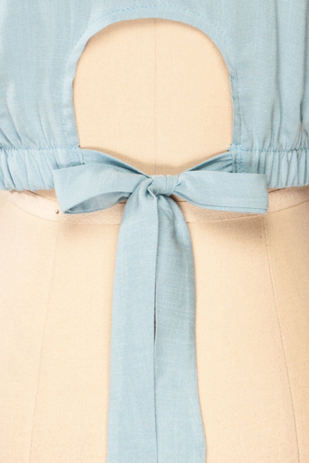Rylee Blue Cropped Tank Top w/ Back Bow | La petite garçonne back close-up