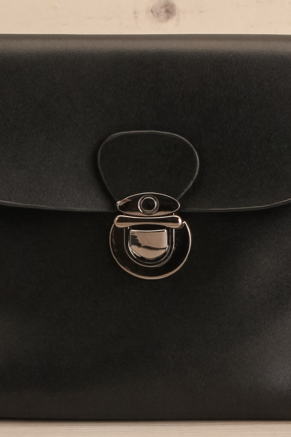Sabadell Black Small Crossbody Bag | La petite garçonne front close-up