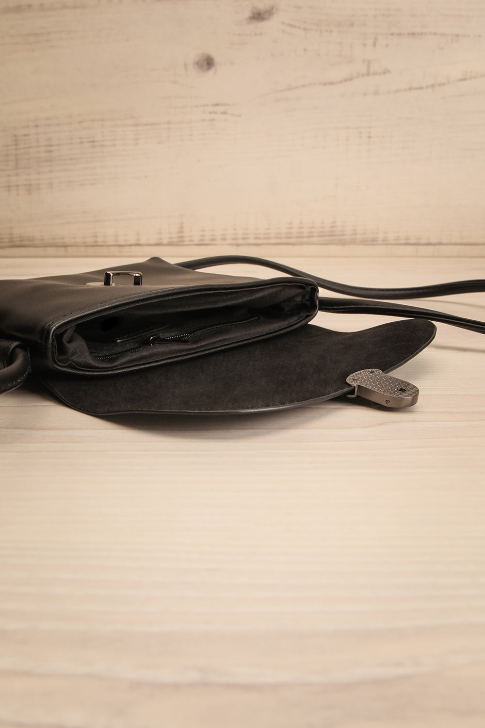 Sabadell Black Small Crossbody Bag | La petite garçonne inside view