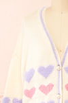 Sabina Knitted Cardigan w/ Heart Embroidery | Boutique 1861 front close-up