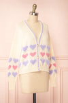 Sabina Knitted Cardigan w/ Heart Embroidery | Boutique 1861 side view