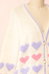 Sabina Knitted Cardigan w/ Heart Embroidery | Boutique 1861 side close-up