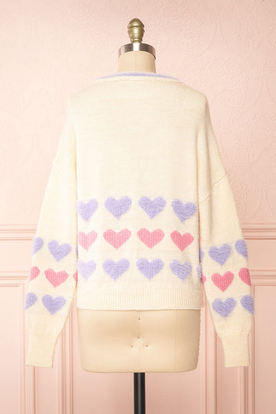 Sabina Knitted Cardigan w/ Heart Embroidery | Boutique 1861 back view