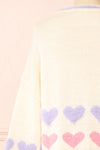 Sabina Knitted Cardigan w/ Heart Embroidery | Boutique 1861 back close-up
