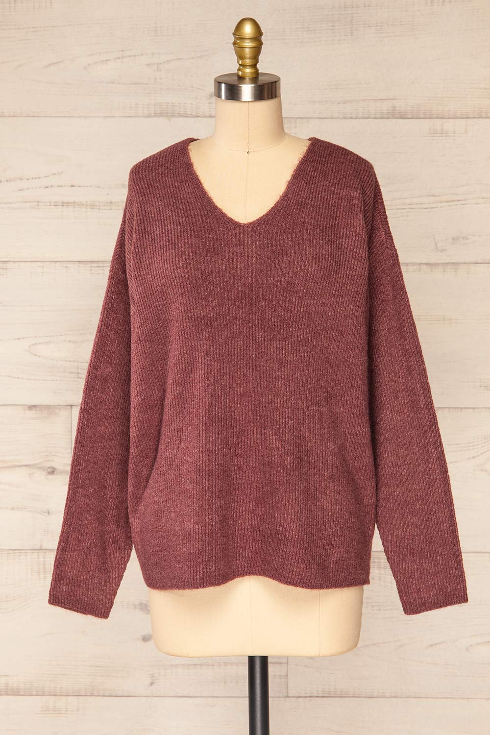 Saler Mauve Oversized Knited Sweater | La petite garçonne front view