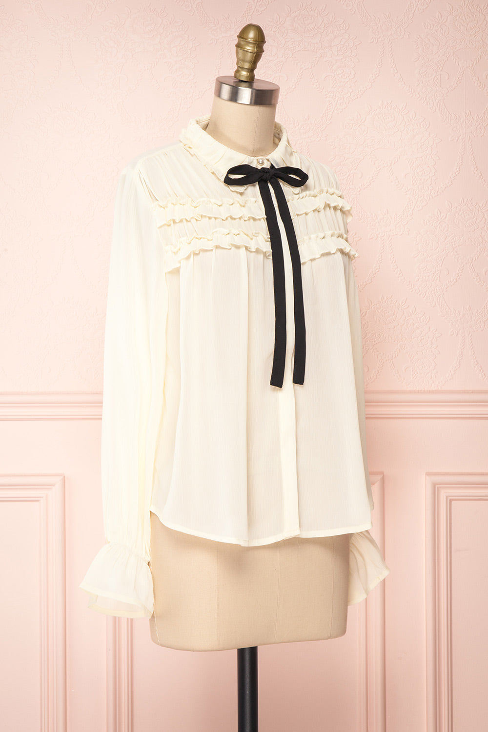 Sangmu | Cream Chiffon Blouse