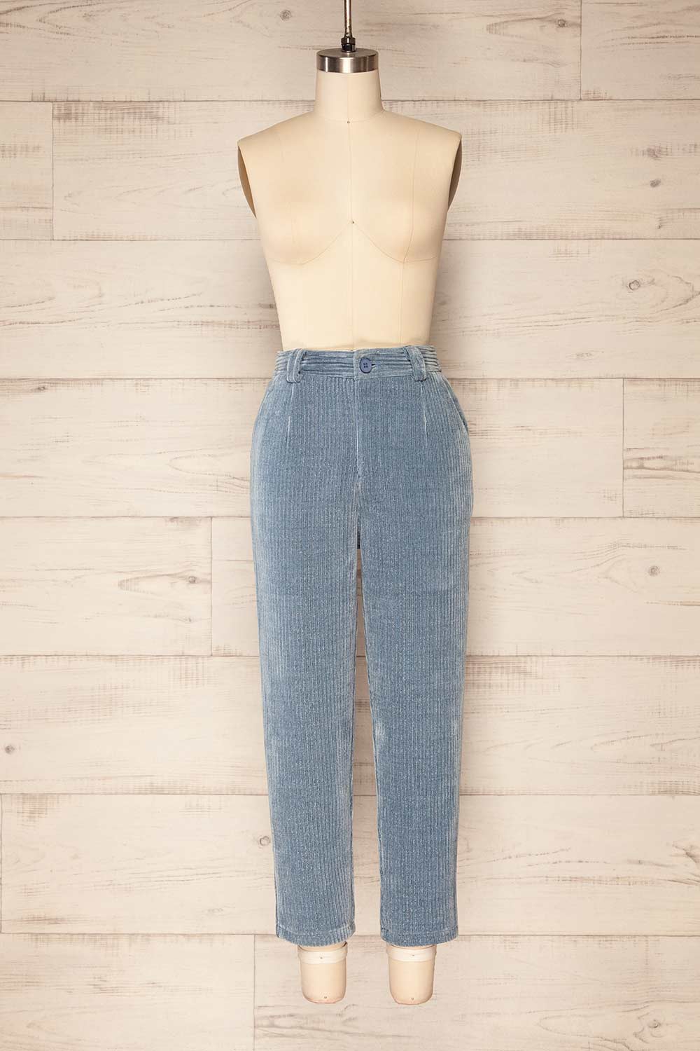 Sant-boi Blue Shimmery Corduroy Pants | La petite garçonne front view