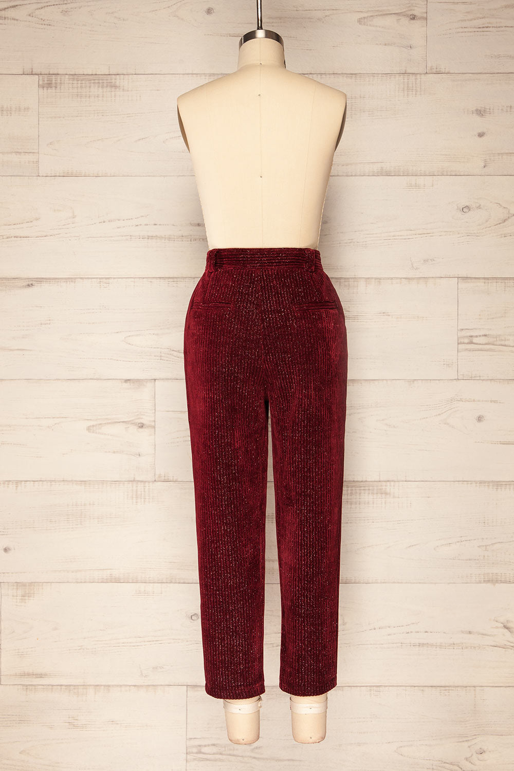 Sant-Boi Burgundy Shimmery Corduroy Pants | La petite garçonne back view