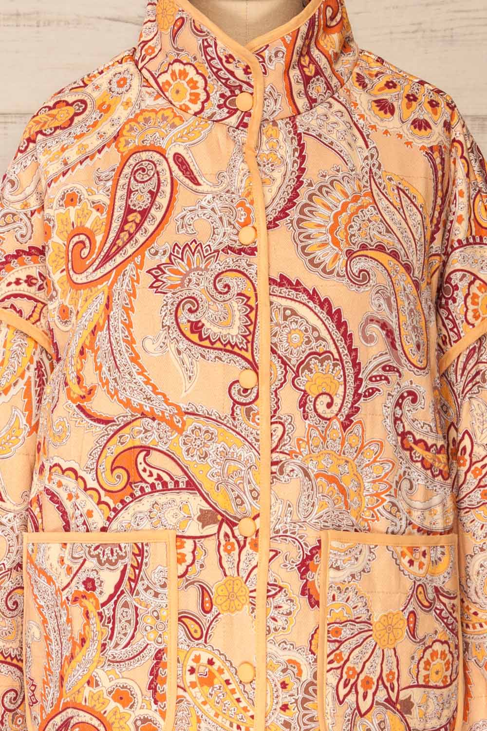 Santa Cruz Blush Quilted Paisley Denim Jacket | La petite garçonne front close-up