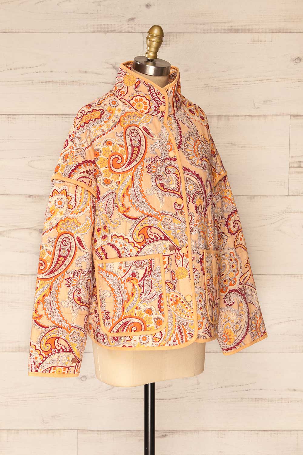 Santa Cruz Blush Quilted Paisley Denim Jacket | La petite garçonne side view