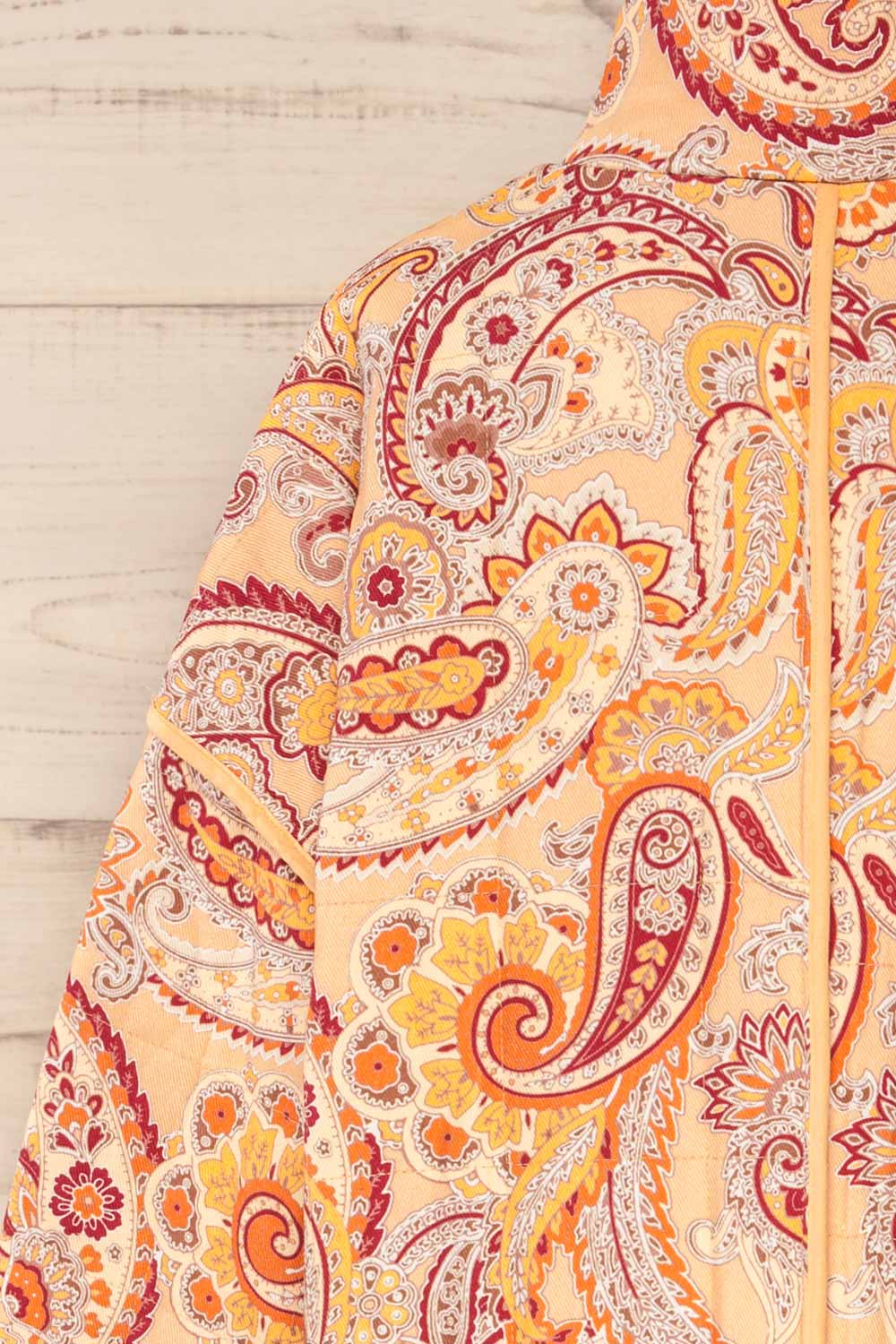 Santa Cruz Blush Quilted Paisley Denim Jacket | La petite garçonne back close-up