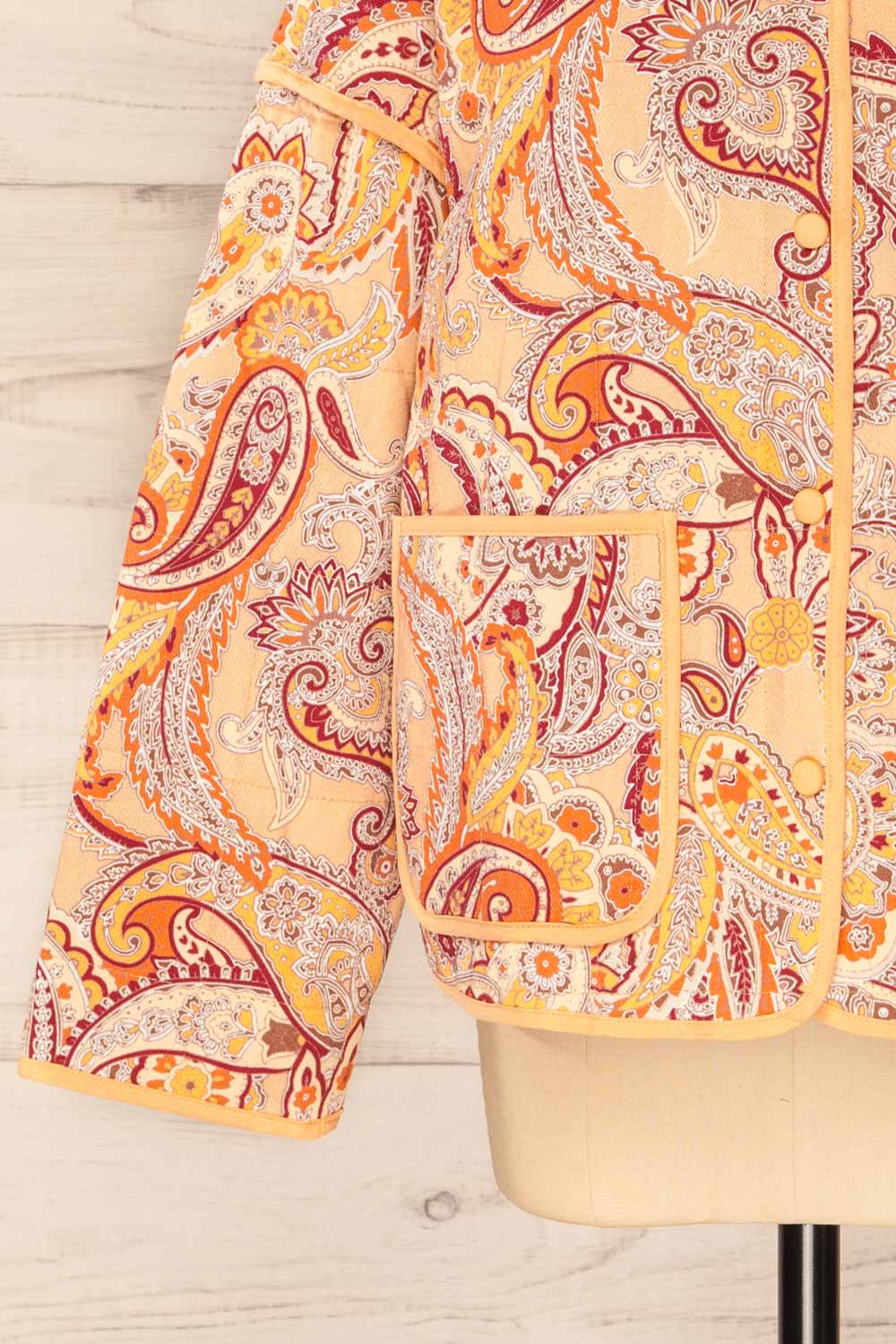 Santa Cruz Blush Quilted Paisley Denim Jacket | La petite garçonne sleeve