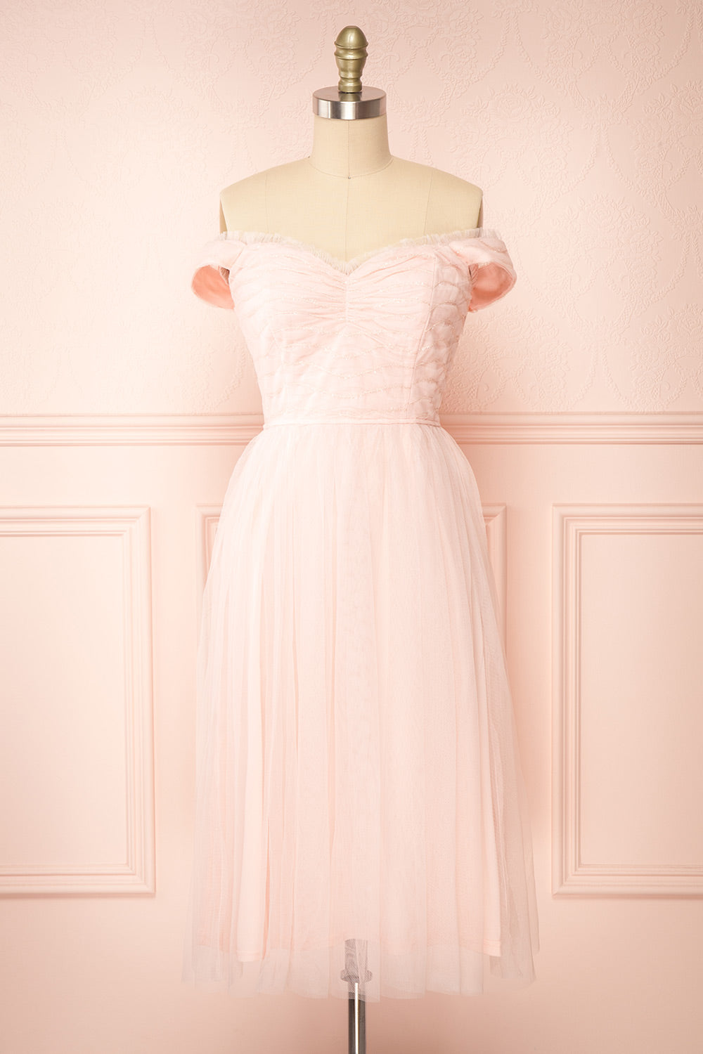 Santana Off-Shoulder Tulle Midi Dress | Boutique 1861 fronmt view