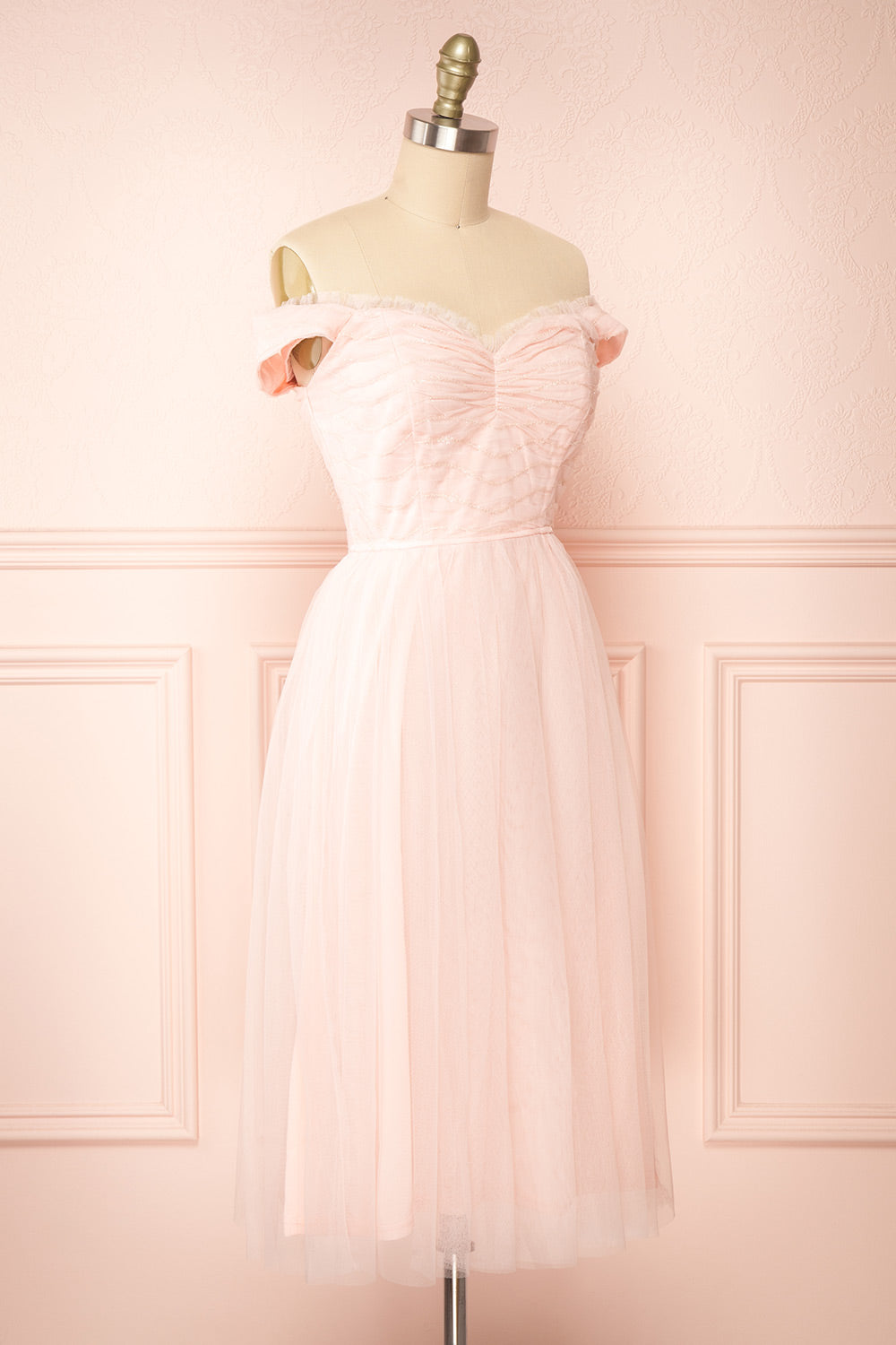 Santana Off-Shoulder Tulle Midi Dress | Boutique 1861 side view