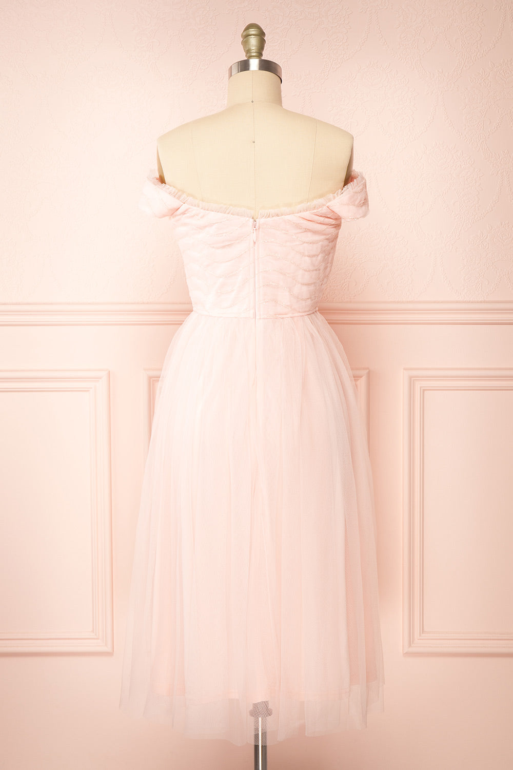 Santana Off-Shoulder Tulle Midi Dress | Boutique 1861 back view