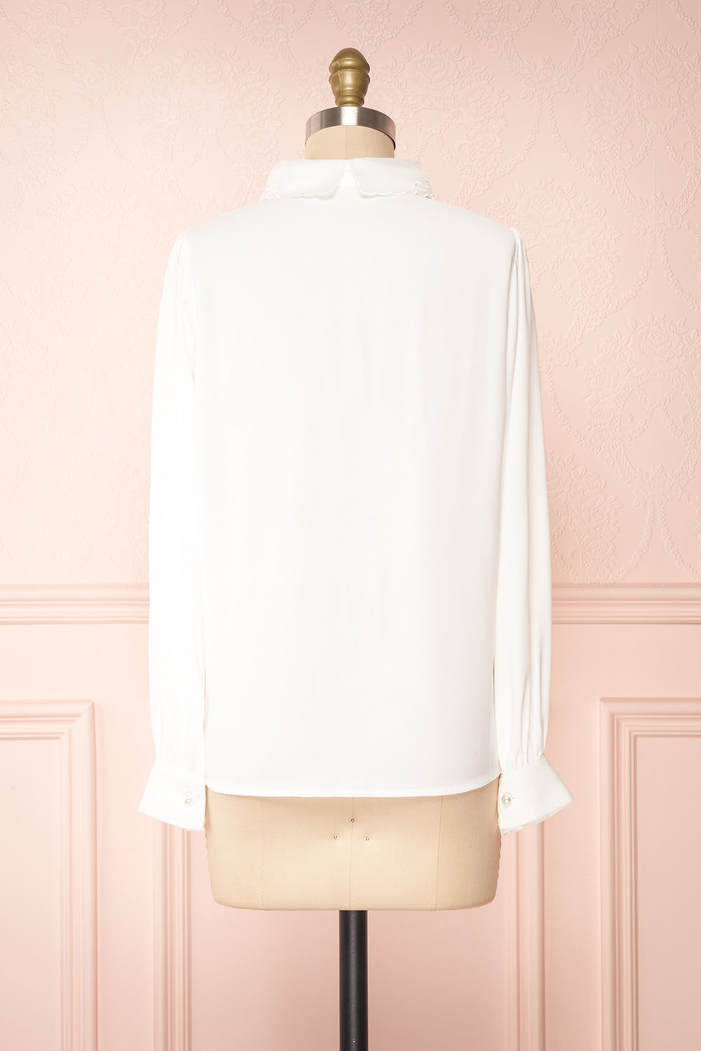 Saponaria White Long Sleeve Lace Collar Blouse | Boutique 1861 back view
