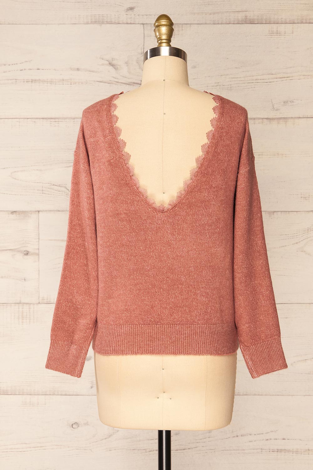 Scopello Pink Soft Knit Sweater w/ Open Back | La petite garçonne back view