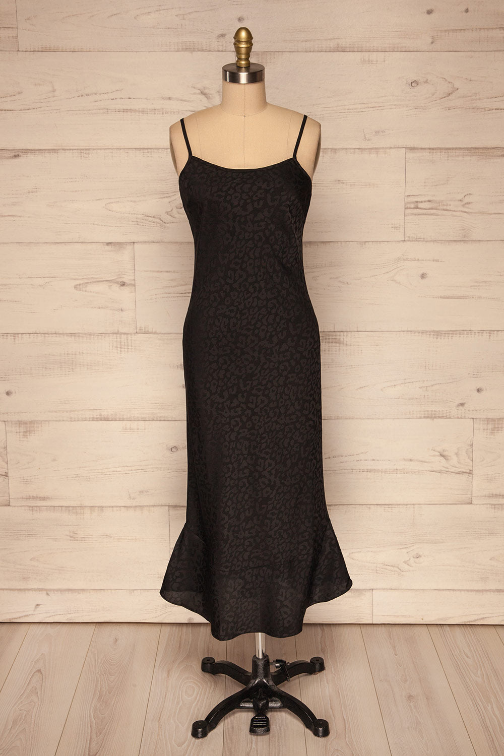 Seefeld Mure Black Leopard Print Slip Dress front view | La Petite Garçonne