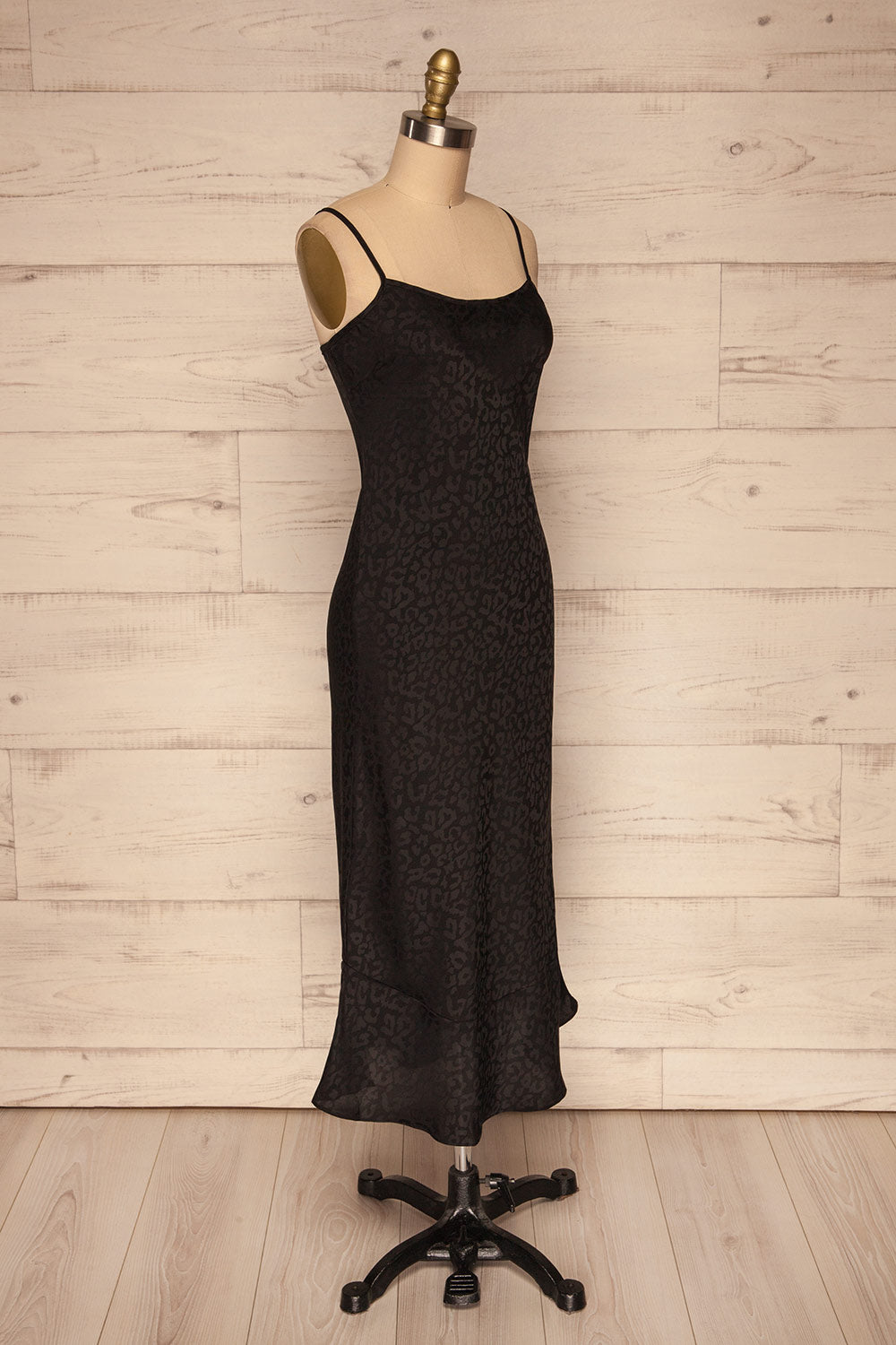 Seefeld Mure Black Leopard Print Slip Dress side view | La Petite Garçonne